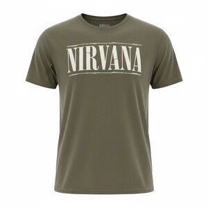 Nirvana Moss Green Graphic T Shirt 100% Cotton Unisex Short Sleeves Size Medium